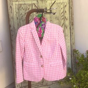 Pink and white gingham blazer